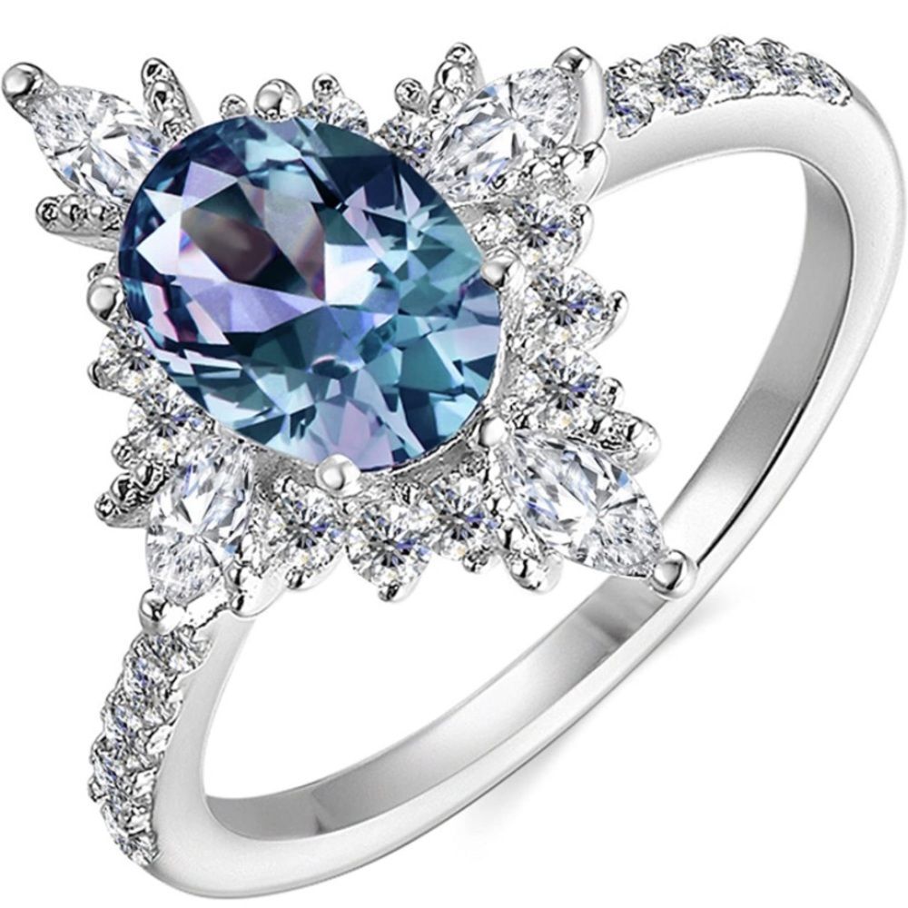 14k Alexandrite Kite Vintage Color Change Diamond Ring